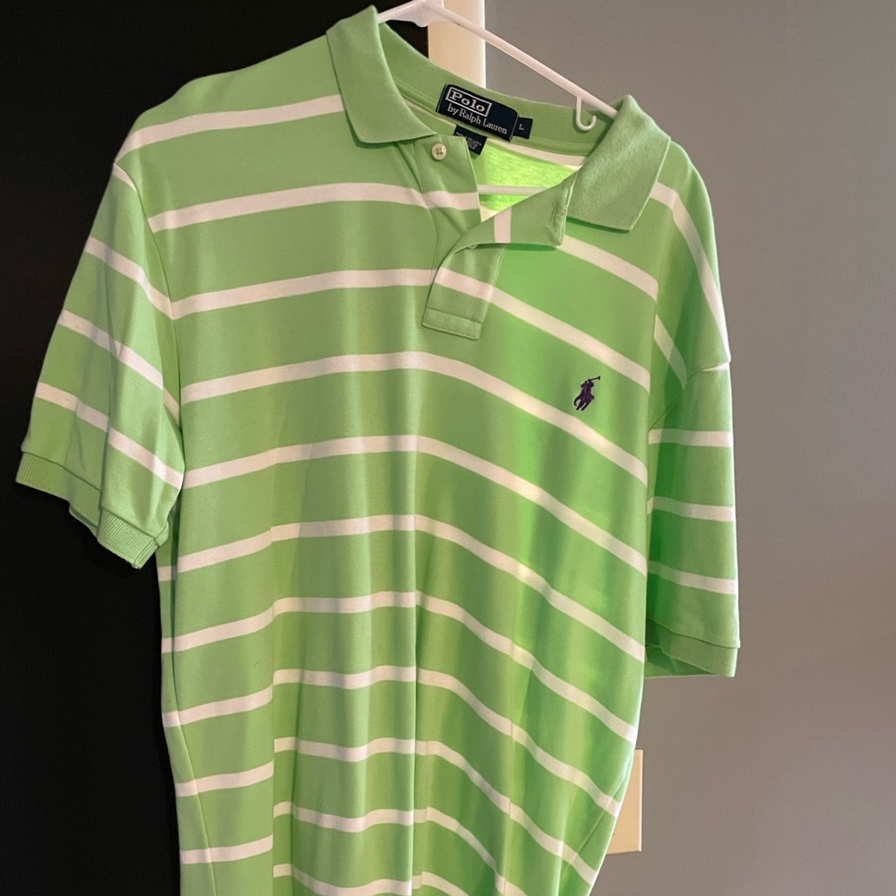 Polo Ralph Laurel. Polo. Size L. Green. White stripe.